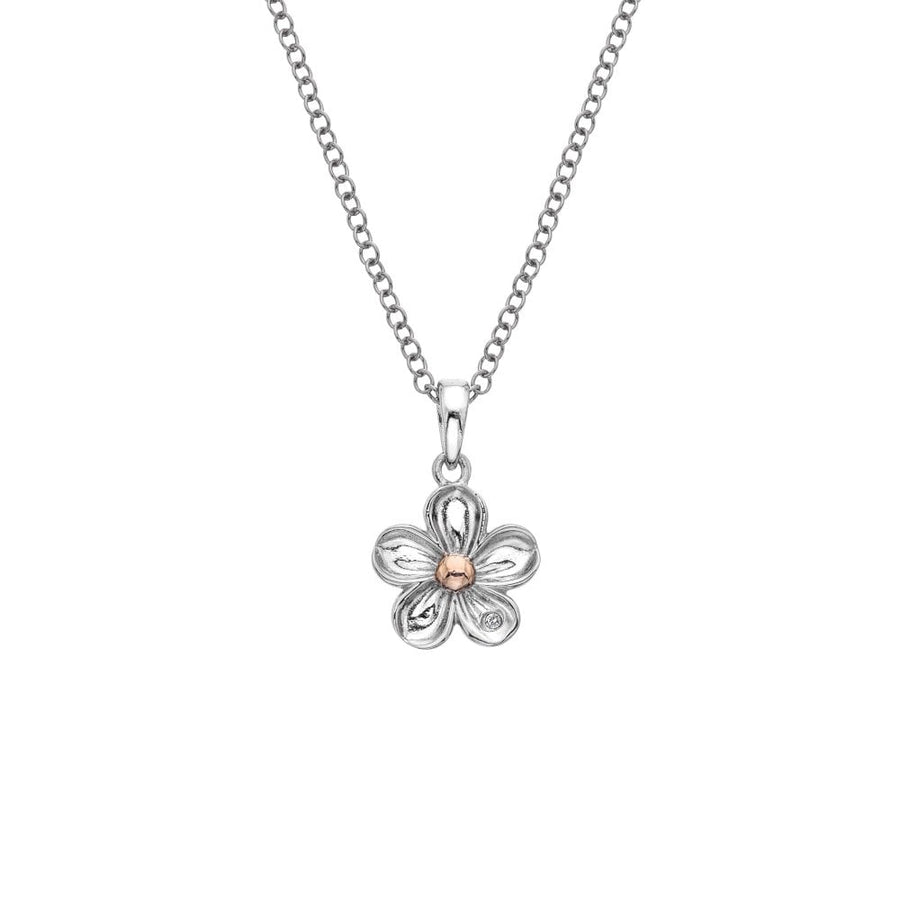 Hot Diamonds Silver Forget Me Not Flower Pendant & Chain