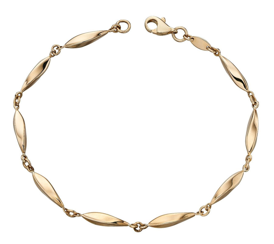 9ct Yellow Gold Marquise Link Bracelet 7"