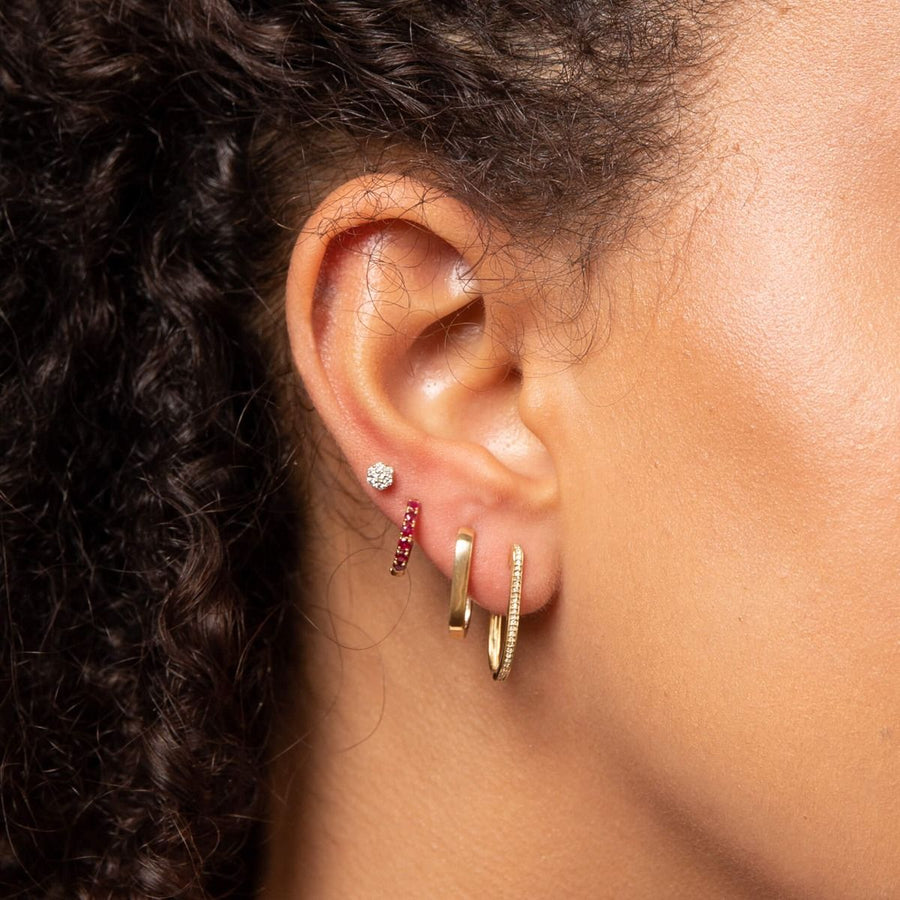 9ct Yellow Gold Ruby Huggie Hoop Earrings