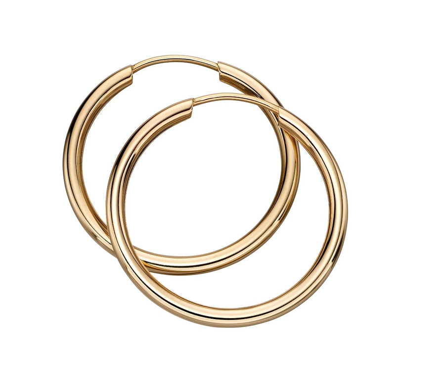 9ct Yellow Gold 20mm Sleeper Hoop Earrings