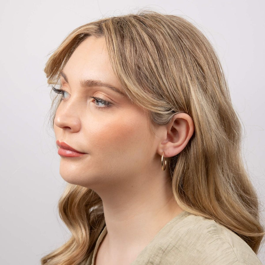 9ct Yellow Gold 20mm Sleeper Hoop Earrings