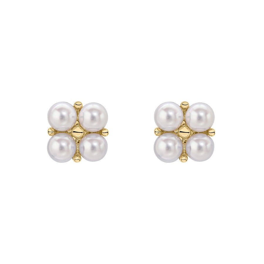 9ct Yellow Gold Floral FWP 4 Cluster Stud Earrings