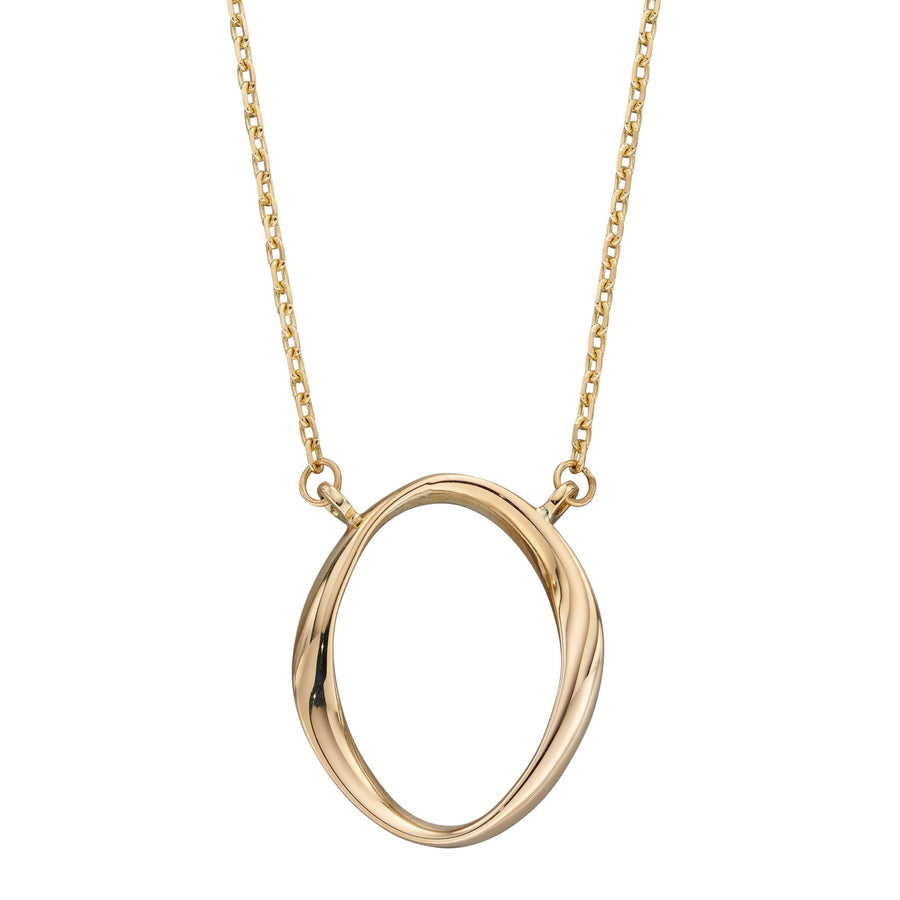 9ct Yellow Gold Open Twisted Oval Necklace