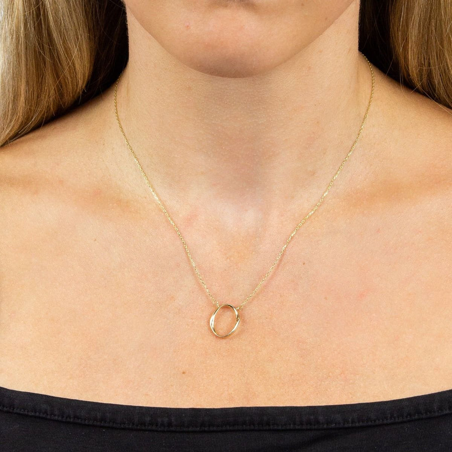 9ct Yellow Gold Open Twisted Oval Necklace