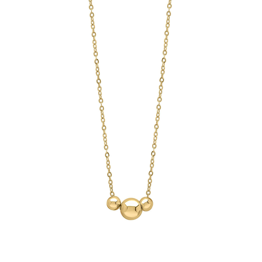 9ct Yellow Gold Trilogy Ball & Filed Trace Chain Necklace