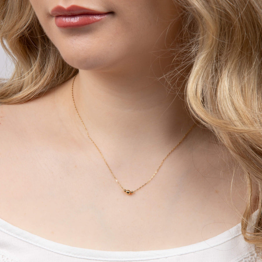 9ct Yellow Gold Trilogy Ball & Filed Trace Chain Necklace
