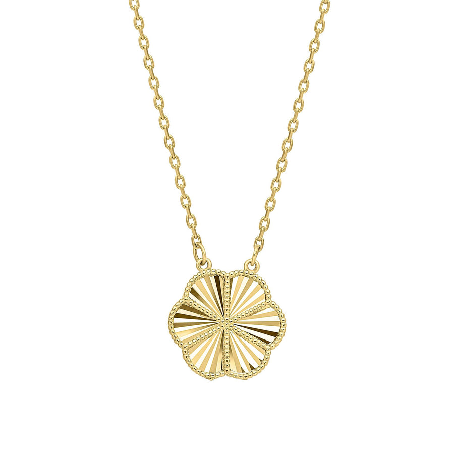 9ct Yellow Gold English Rose & Diamond Cut Necklace