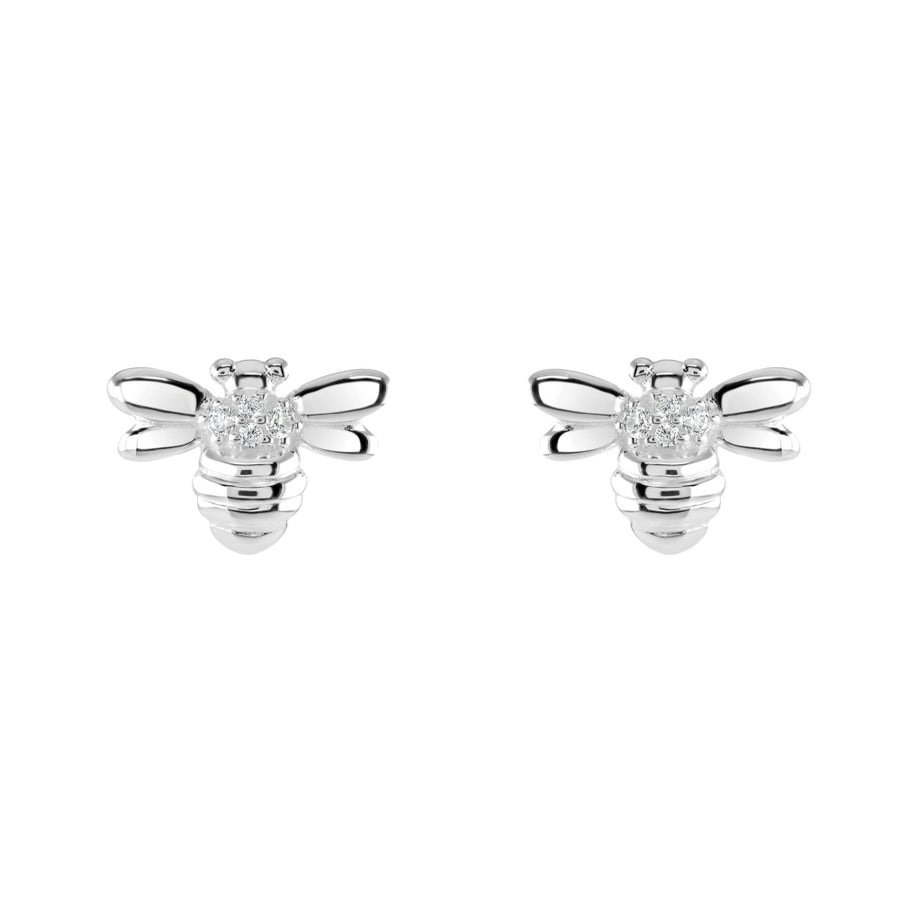 Sterling Silver CZ Bee Stud Earrings