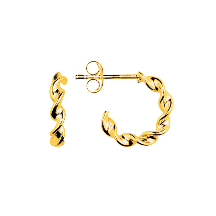 Gold Plated Twisted 3/4 Small Hoop Earrings
