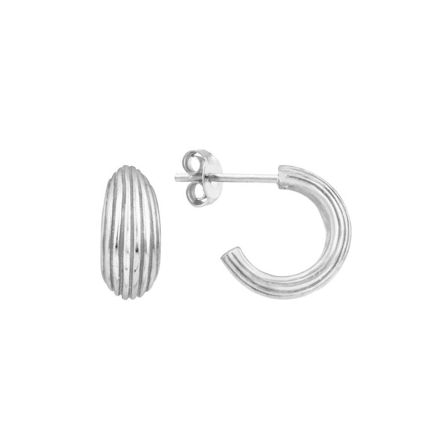 Sterling Silver 13mm Groove 3/4 Plain Hoop Earrings