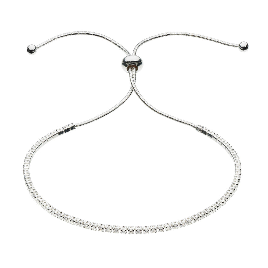 Sterling Silver CZ Adjustable Toggle Bracelet