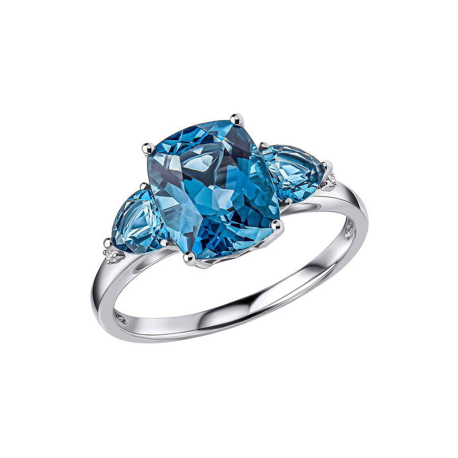 9ct White Gold Trilogy London Blue Topaz Dress Ring