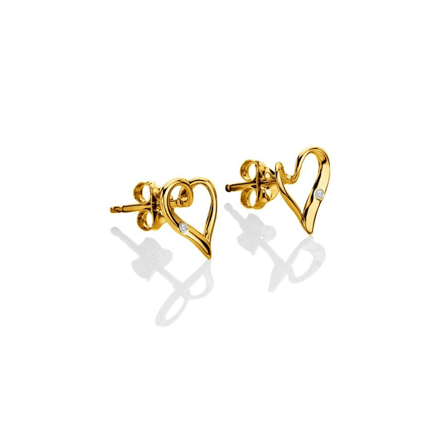Hot Diamonds Gold Plated Silver Delicate Open Heart Stud Earrings