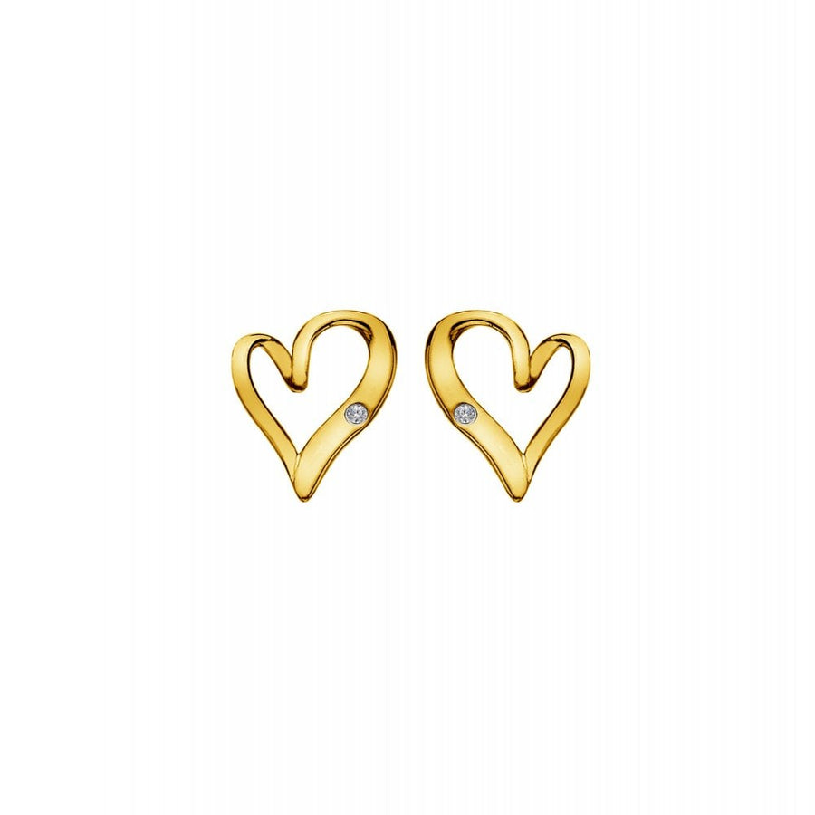Hot Diamonds Gold Plated Silver Delicate Open Heart Stud Earrings