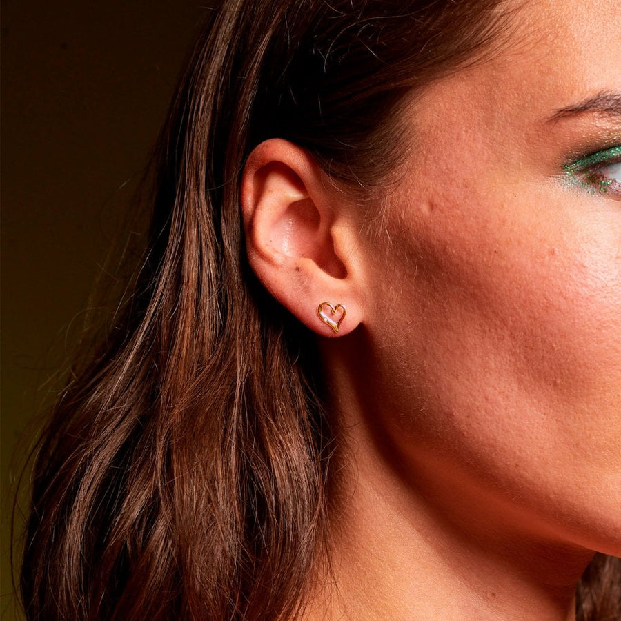 Hot Diamonds Gold Plated Silver Delicate Open Heart Stud Earrings