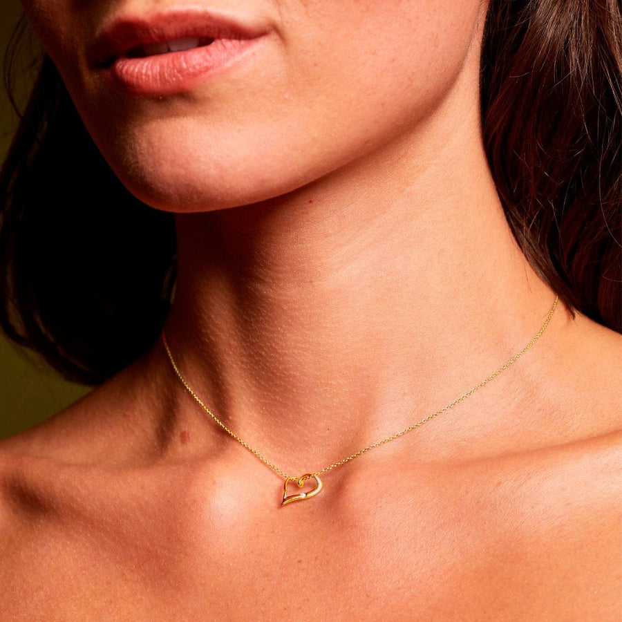 Hot Diamonds Gold Plated Silver Delicate Open Heart Necklace