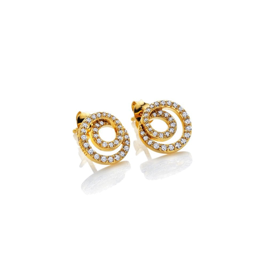 Hot Diamonds Gold Plated Silver White Topaz Double Circle 'Shimmer' Stud Earrings