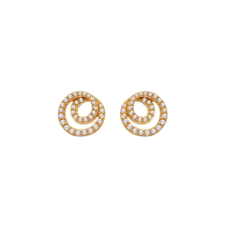 Hot Diamonds Gold Plated Silver White Topaz Double Circle 'Shimmer' Stud Earrings