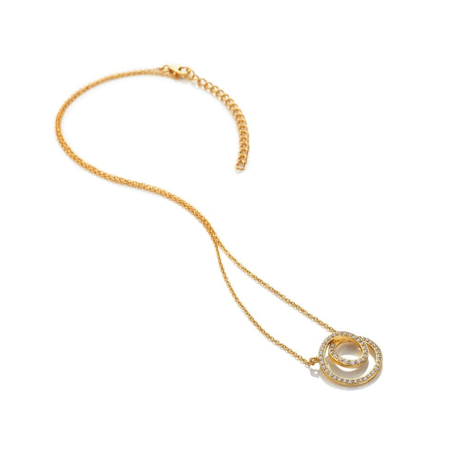 Hot Diamonds Gold Plated Silver White Topaz Double Circle 'Shimmer' Necklace