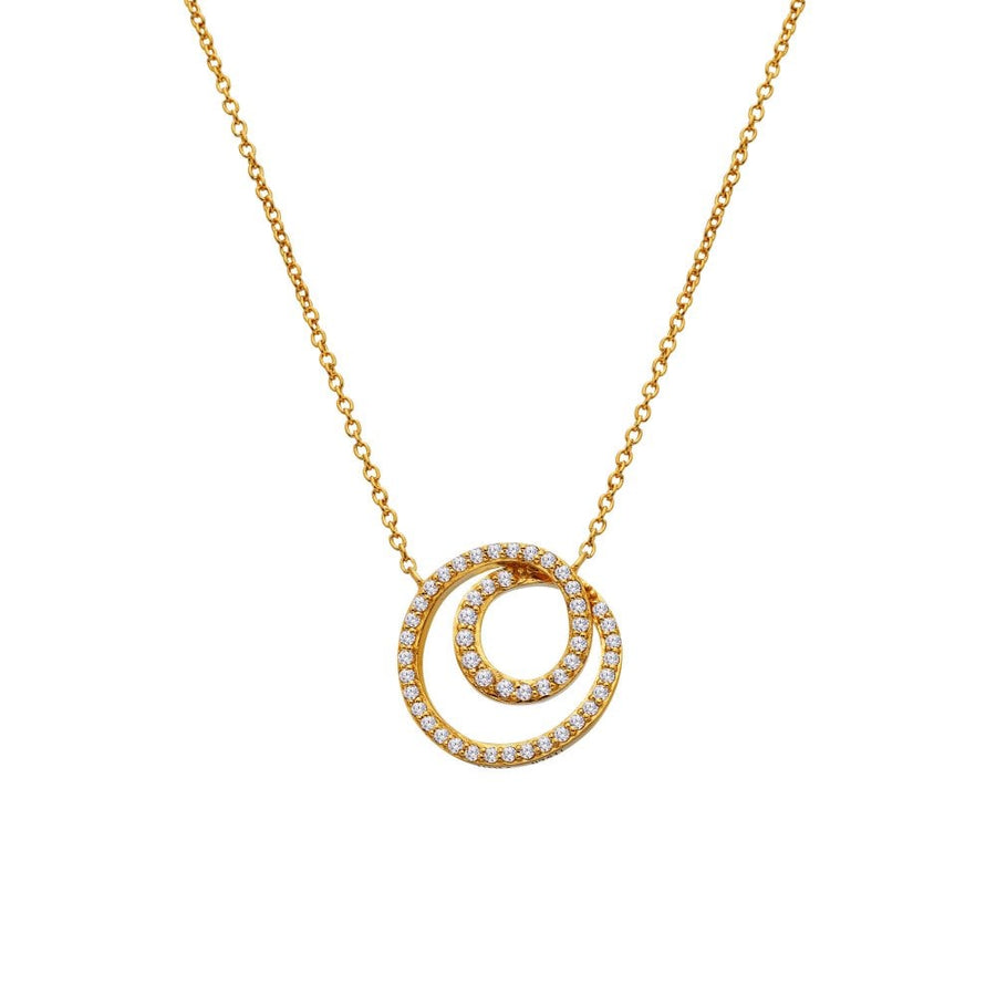 Hot Diamonds Gold Plated Silver White Topaz Double Circle 'Shimmer' Necklace