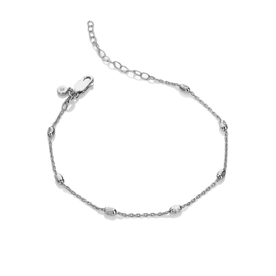 Hot Diamonds x TG Silver Oval Faceted Bead Adjustable Bracelet