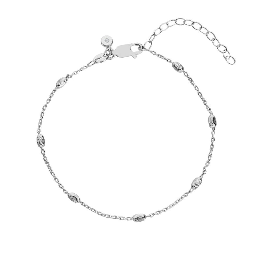 Hot Diamonds x TG Silver Oval Faceted Bead Adjustable Bracelet