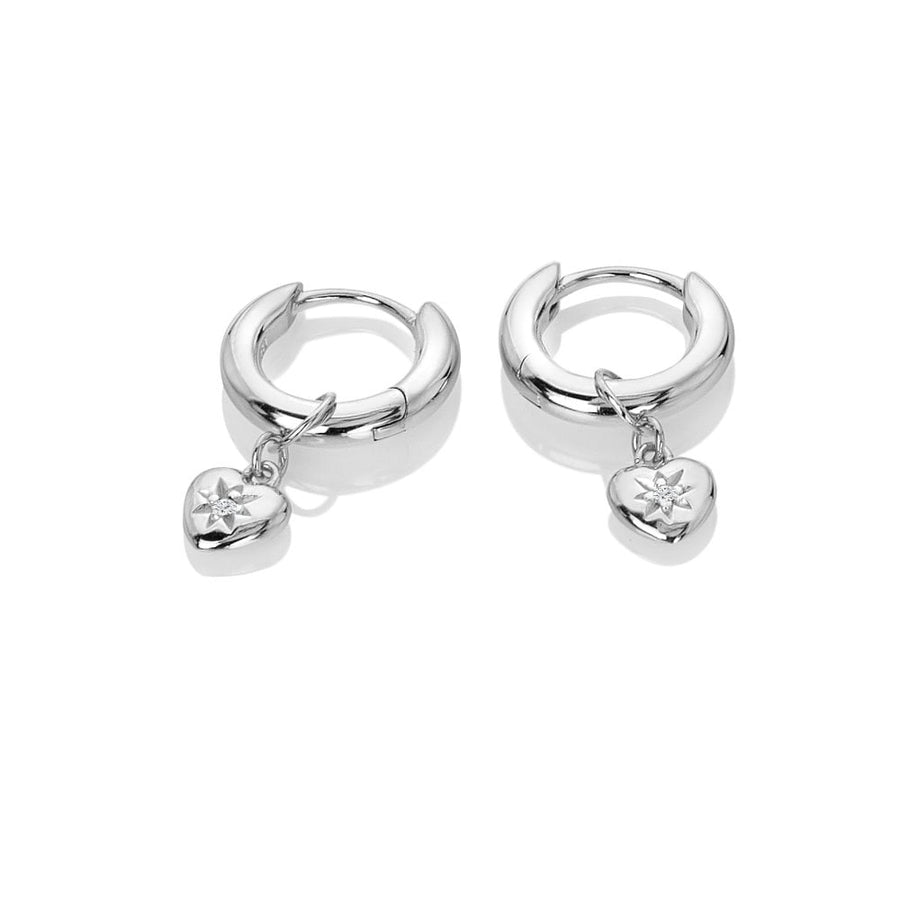 Hot Diamonds Silver Heart Dropper Hoop Earrings