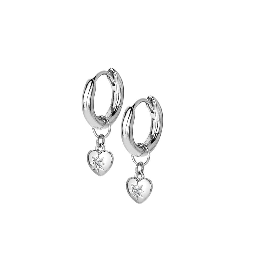 Hot Diamonds Silver Heart Dropper Hoop Earrings