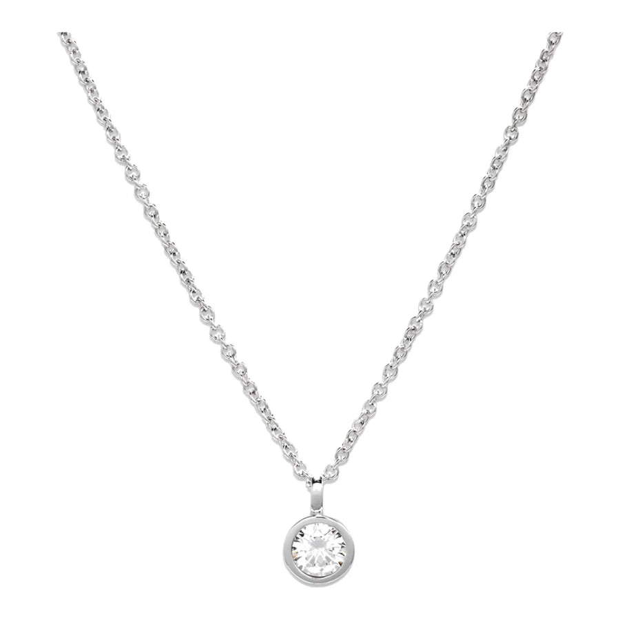 Unique Ladies Silver Round CZ Pendant & Adjustable Chain