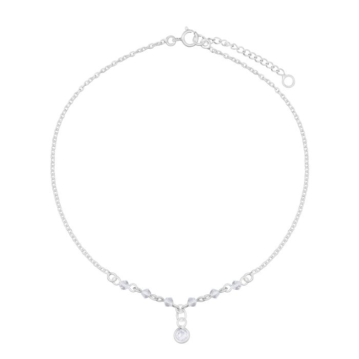 Sterling Silver Crystal Dropper Anklet Chain