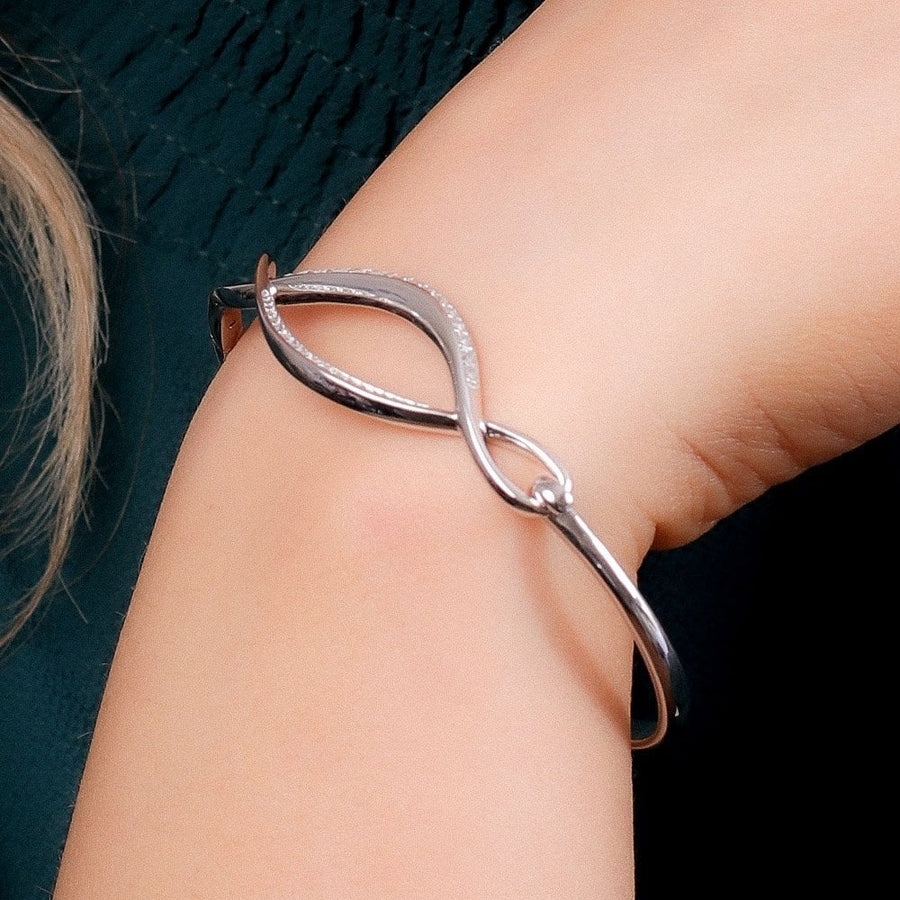 Kit Heath Sterling Silver CZ 'Entwine Twine Twist' Bangle