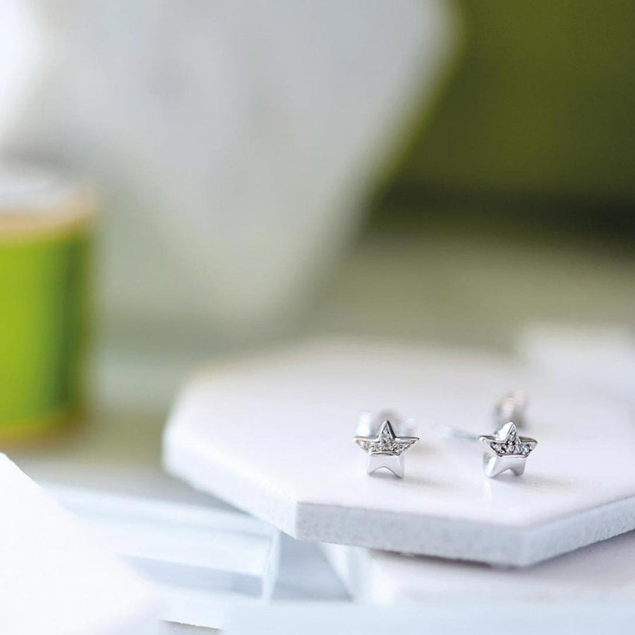 Kit Heath Sterling Silver CZ Pavé Mini Star Stud Earrings