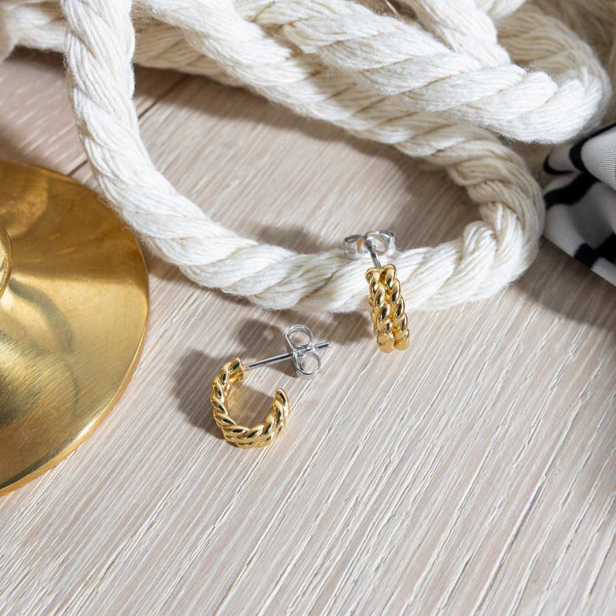 Kit Heath Gold Plated Marina Rope 3/4 Hoop Earrings