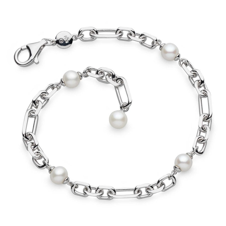 Kit Heath Sterling Silver Figaro Pearl Chain Link Bracelet