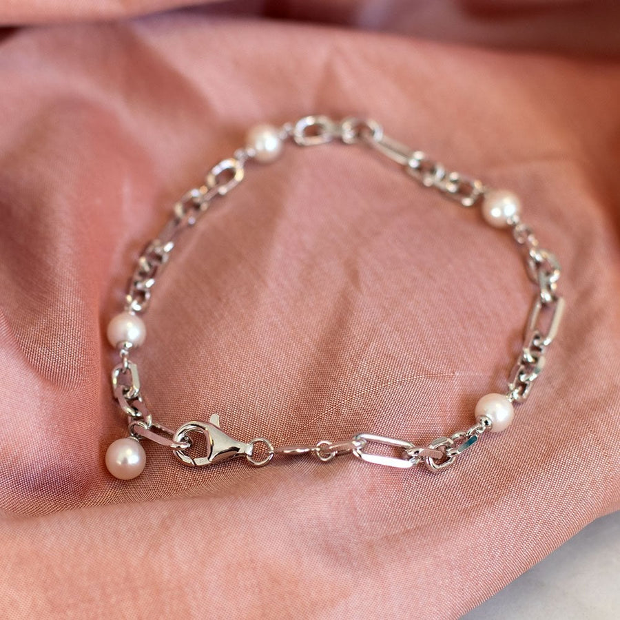 Kit Heath Sterling Silver Figaro Pearl Chain Link Bracelet