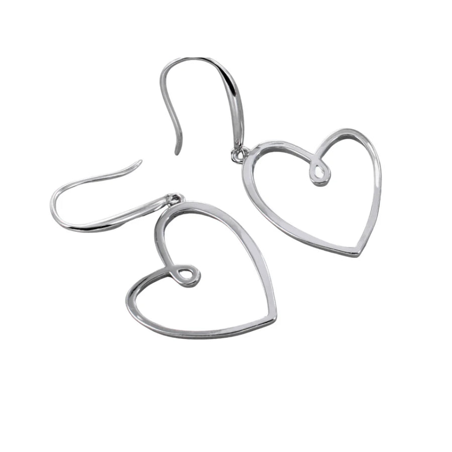 Sterling Silver Open Looped Heart Drop Earrings