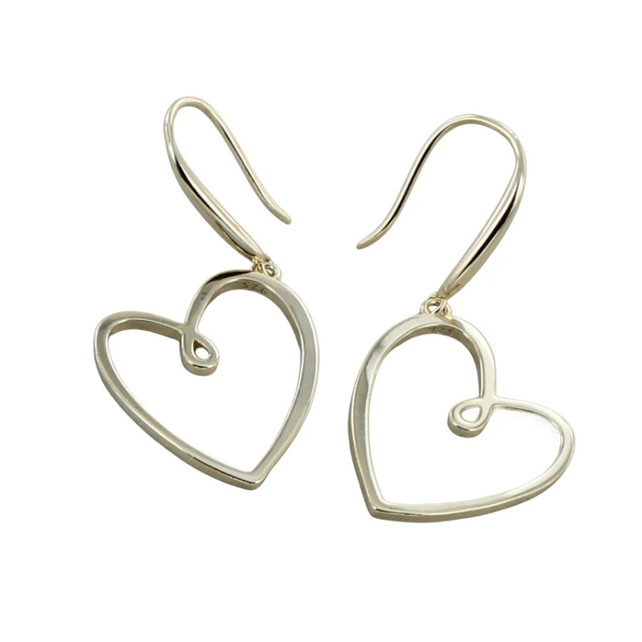 Sterling Silver Open Looped Heart Drop Earrings
