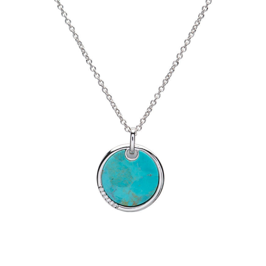 Unique Ladies Sterling Silver Turquoise & CZ Necklace