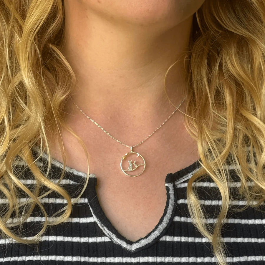 Sterling Silver Moonlight Hares Pendant & Chain