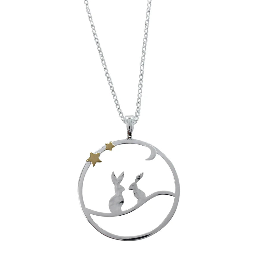 Sterling Silver Moonlight Hares Pendant & Chain
