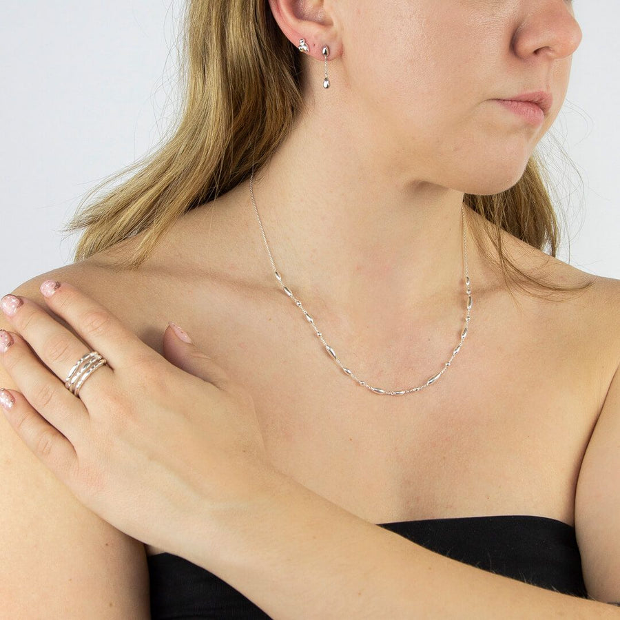 Plain Beaded Adjustable Chain Necklace