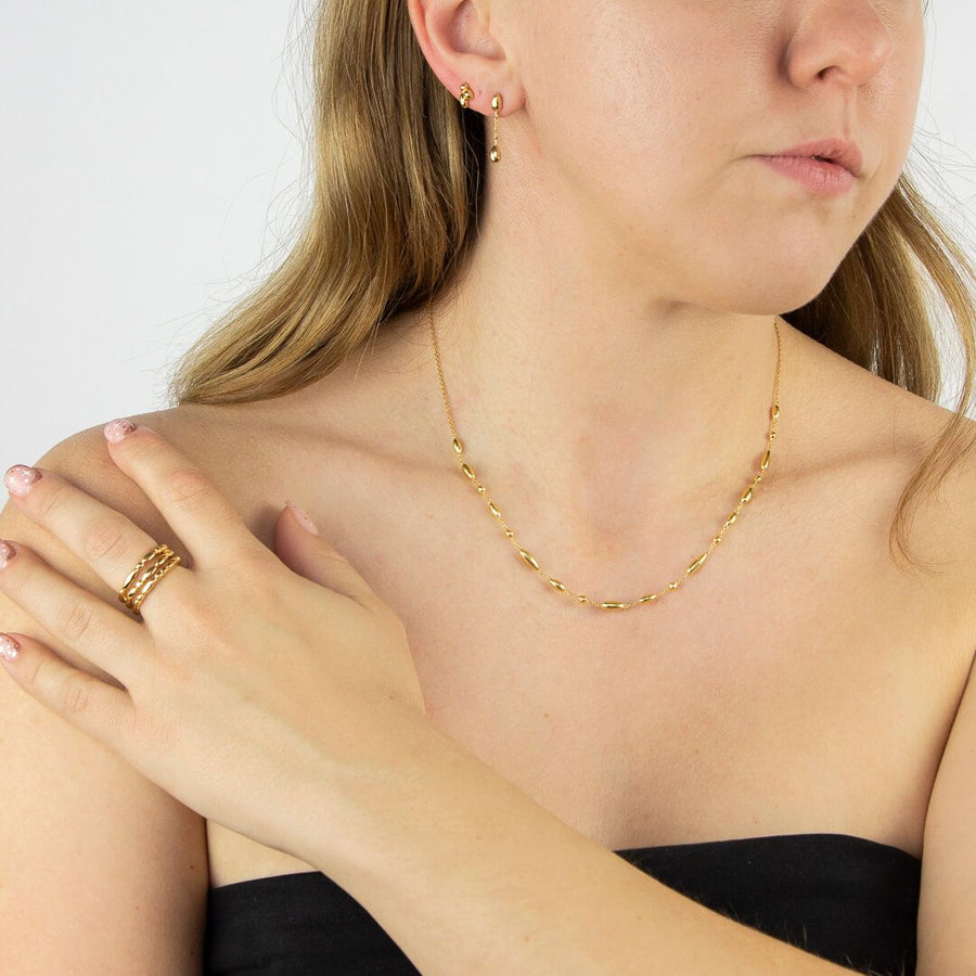 Plain Beaded Adjustable Chain Necklace