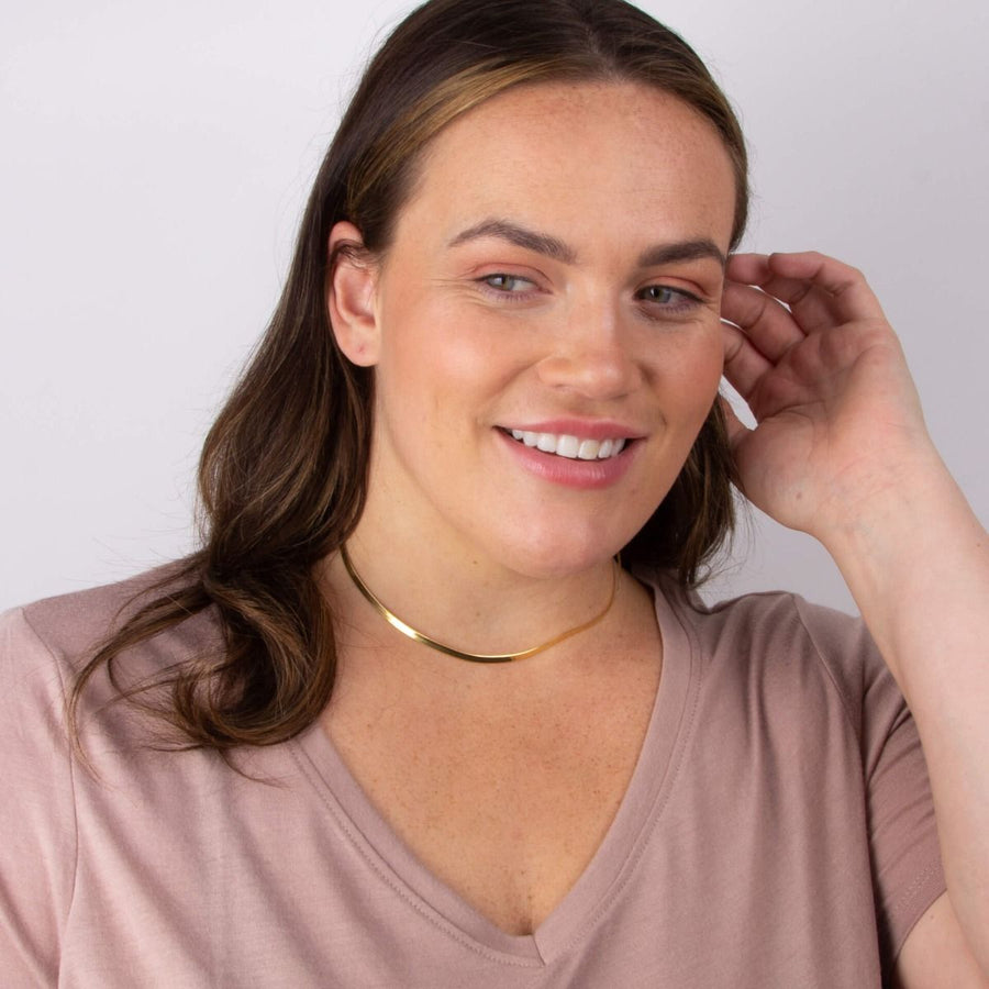 Gold Plated Flat Herringbone Adjustable Necklace
