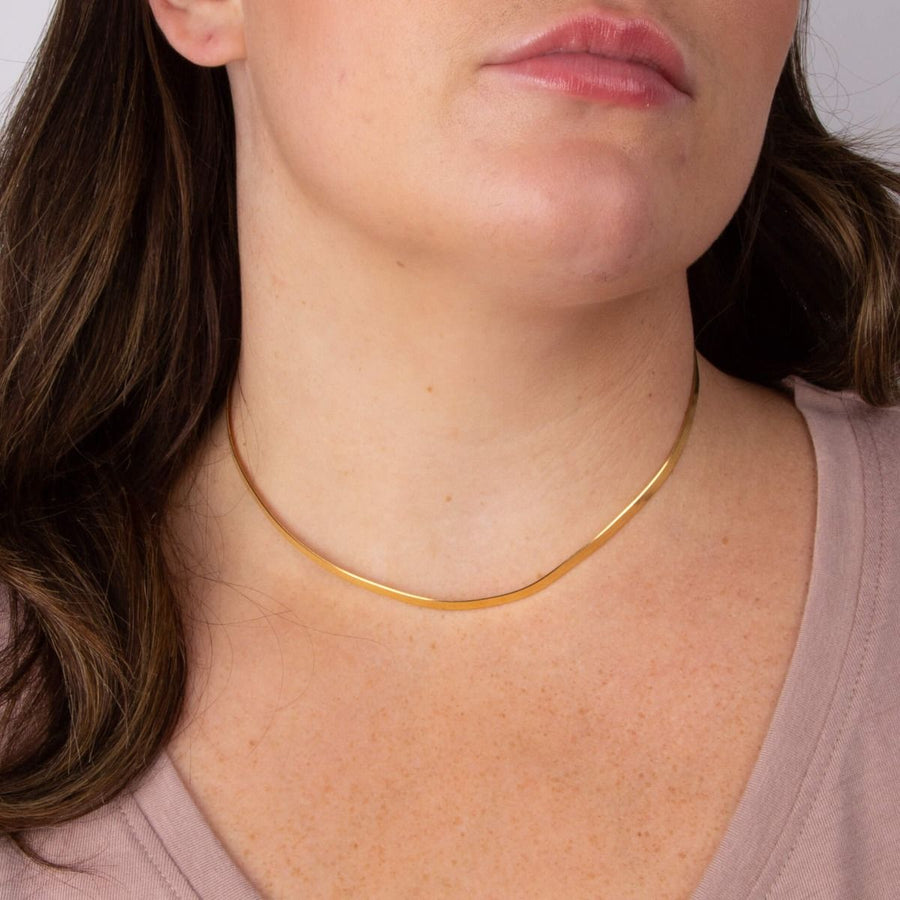 Gold Plated Flat Herringbone Adjustable Necklace