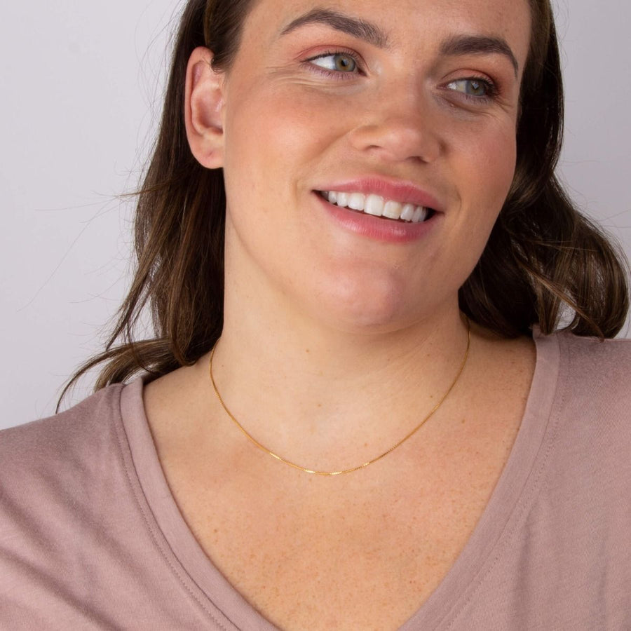 Gold Plated Fine Box Chain Adjustable Necklace