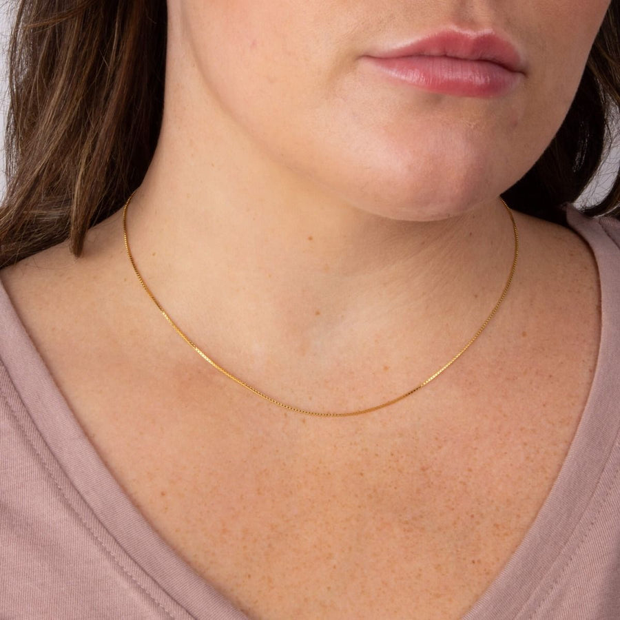 Gold Plated Fine Box Chain Adjustable Necklace