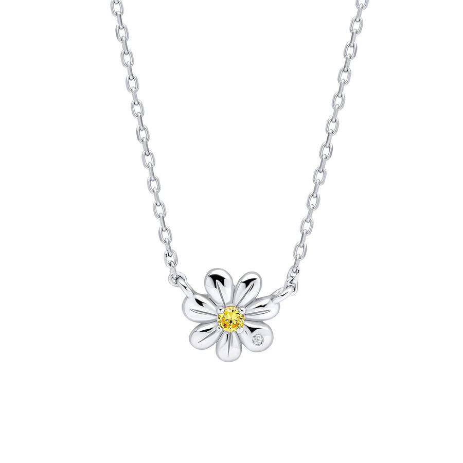 D for Diamond Mini Daisy Yellow CZ & Diamond Necklace