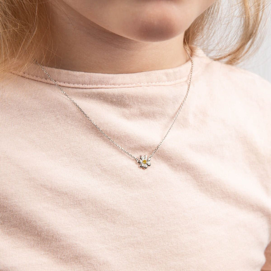 D for Diamond Mini Daisy Yellow CZ & Diamond Necklace