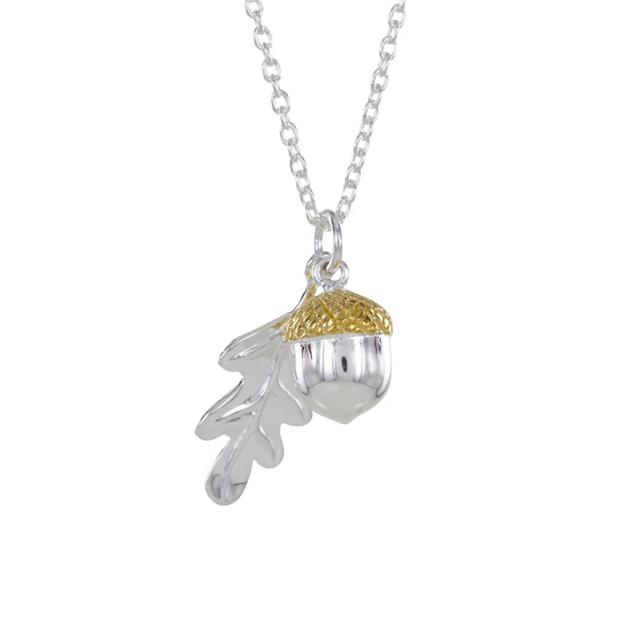 Two-Tone Acorn & Oak Leaf Adjustable Necklace