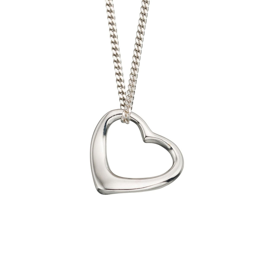 Sterling Silver Plain Open Heart Slider Necklace